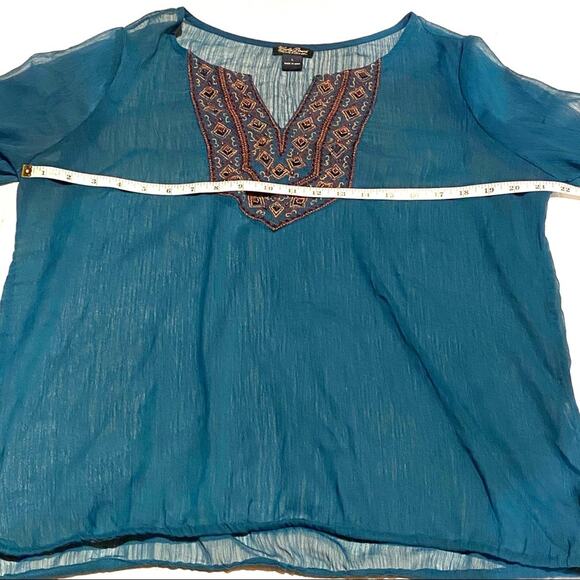 Lucky Brand Sheer Beaded Embellished Blouse Top Career Women's L Large - Picture 6 of 7